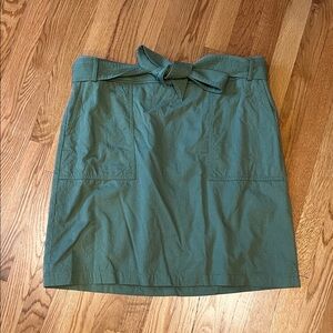 J. Crew Olive A-Line Skirt with Tie-Front